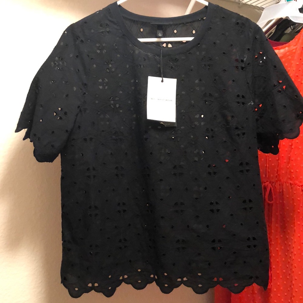 Who What Wear black cut out shirt